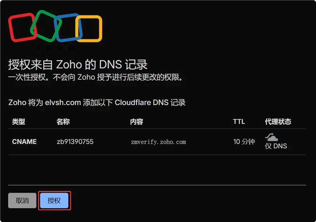 Cloudflare 自动添加记录确认页